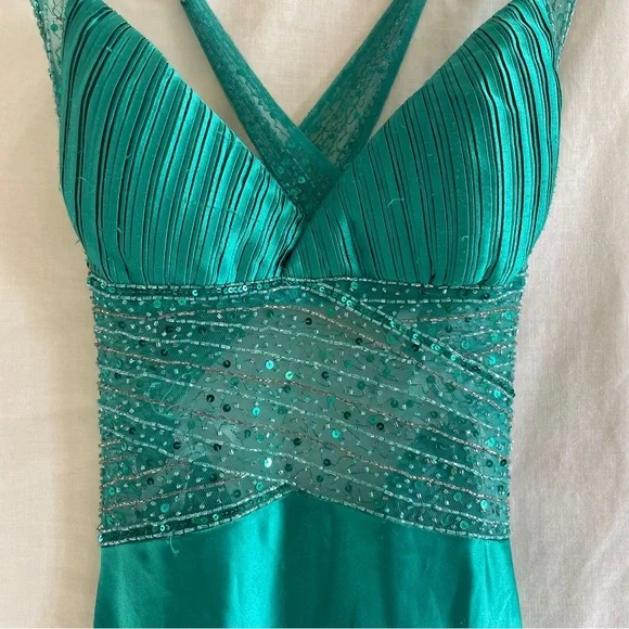Aspeed | Dresses | Aspeed Usa Teal Sequin Formal Gown Size Xs | Poshmark